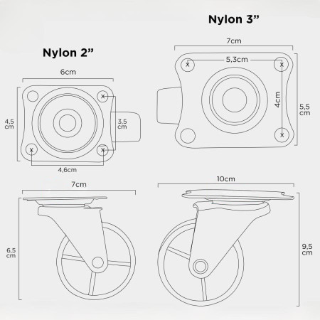 1 Set Roda Kastor Nylon Hidup Gerobak Troli Weldom 3 Inch Isi 4 Pcs