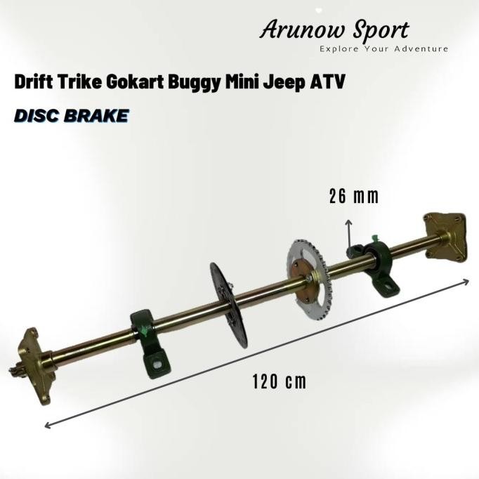 As Roda Belakang 120 Cm Drift Trike Mini Jeep Atv Gokart Disc Brake Original