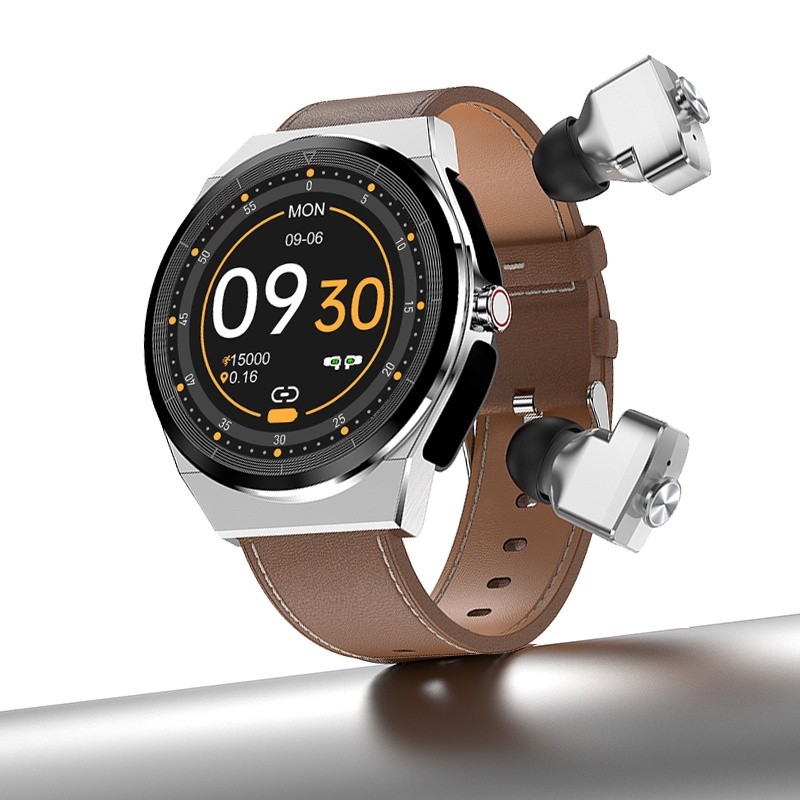 JM08 Smart Watch Earphone Pria TWS 2 in 1 Bluetooth Call Headset Wireless Music Play Earbuds Sport F