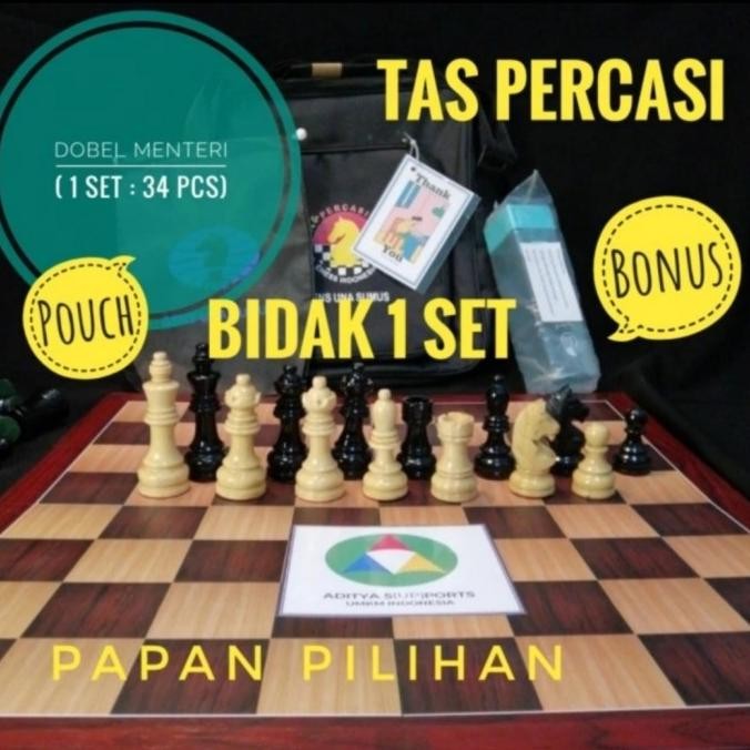 

Papan Catur Standar PERCASI buah catur kayu