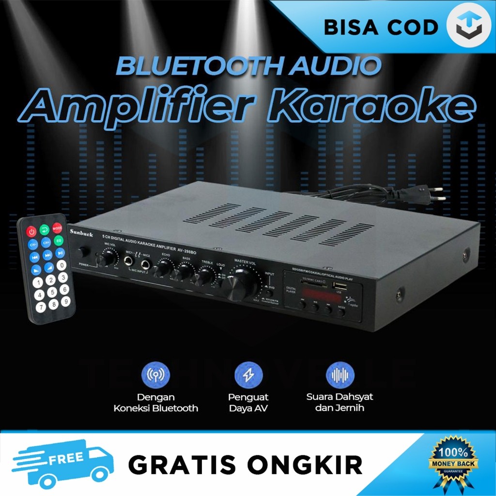 AMPLIFIER AUDIO SUNBUCK BLUETOOTH KARAOKE SUPPORT COAXIAL OPTICAL