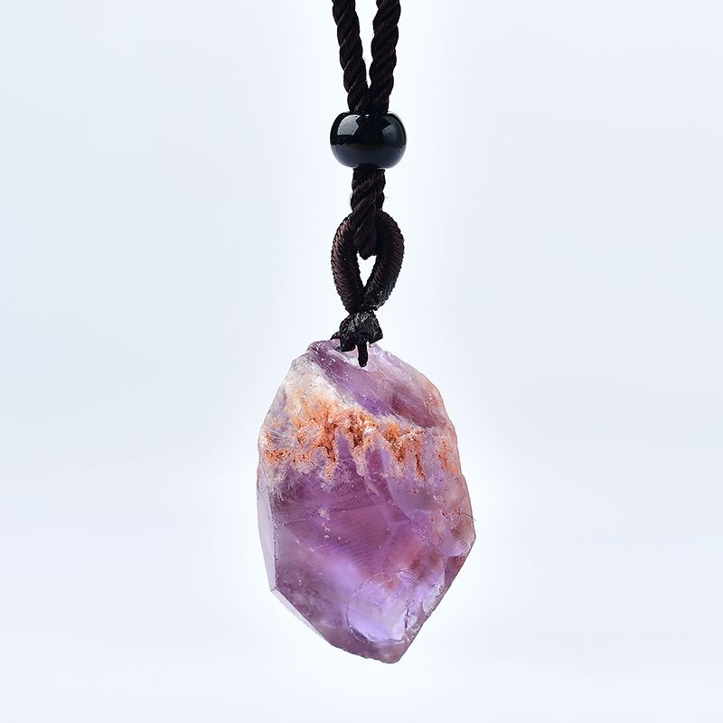 Liontin Batu Kecubung Kristal Alami Tidak Beraturan Liontin Batu Punch Pasangan Senior Liontin Ameth