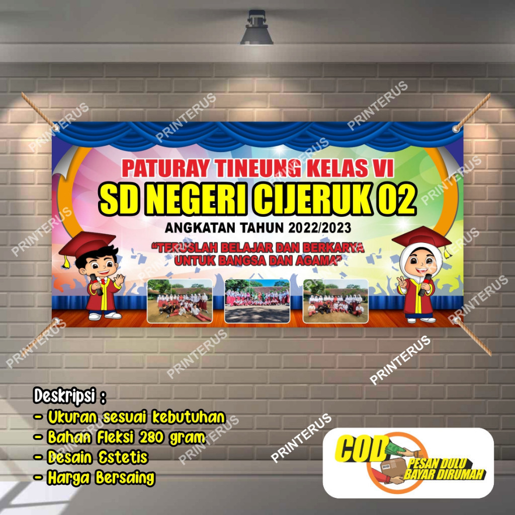 Bisa COD Chek Dulu SPANDUK BANNER PERPISAHAN PATURAY TINEUNG WISUDA TINGKAT TK PAUD SD SMU MA MTs Te