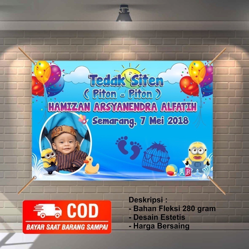 Bisa COD, Chek Dulu Spanduk / Banner / MMT / Invitation / Backdrop tedak siten bayi mulai berjalan u