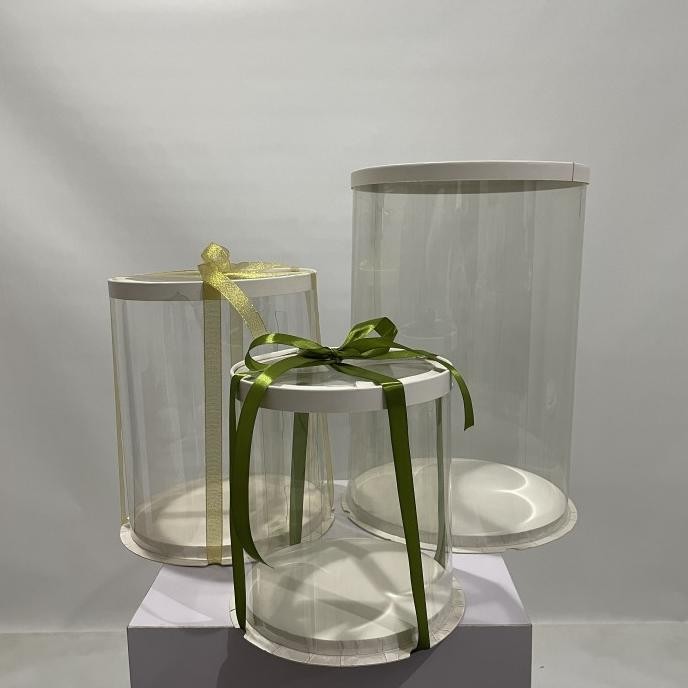 Produk Unggulan] BOX MIKA KUE BULAT Box Dus Kue Tinggi Transparant Mika Tabung Bulat