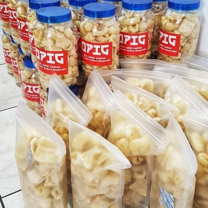 

Kerupuk kulit babi cap opig toples 2lt E82BJ