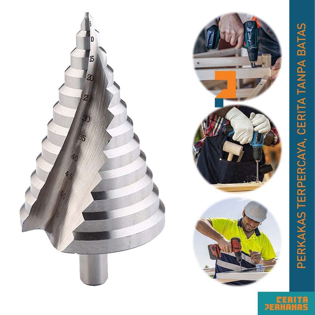 Bor Mata Pagoda 6-60mm CP / Step Dril Drill Spiral / Kerucut Cone Besi Kayu Plastik