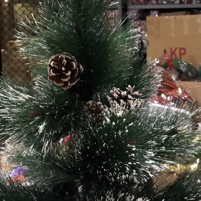 +%+%+%] Pohon Natal Jarum Dilengkapi Buah Pinus - Pohon Natal Salju - 150cm