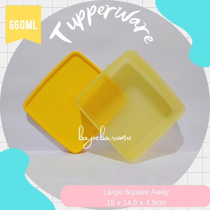 Produk Ready TUPPERWARE Large Square Away Kotak Makan Lunch Box Tempat Bekal YELLOW