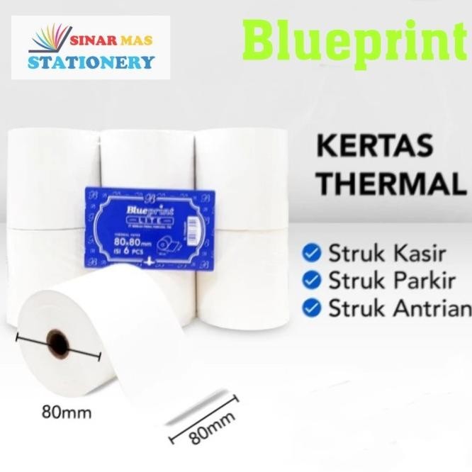 

Kertas Thermal Kasir Struk Blueprint Lite 80 Mm X 80 Mm - 1 Roll New