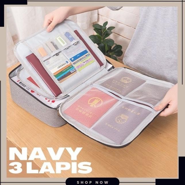 

PROMO TAS TEMPAT PENYIMPANAN DOKUMEN BOX FILE ARSIP TRAVEL BAG NAVY 3 LAPIS TERLARIS