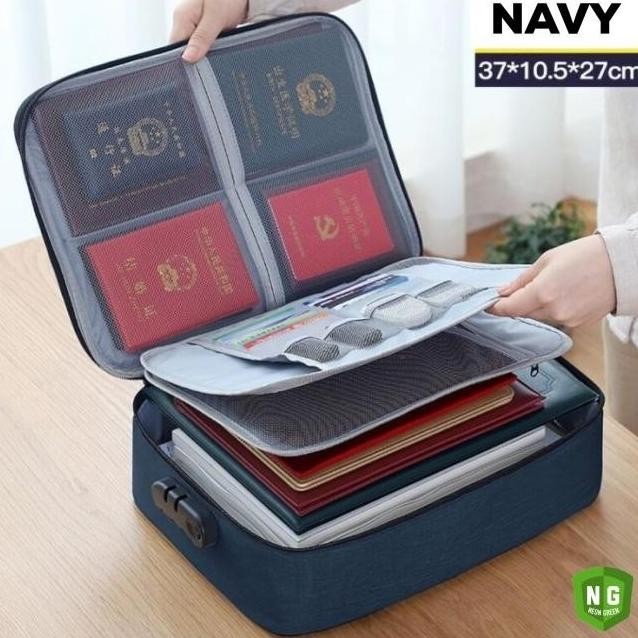 

DIJUAL MURAH TAS DOKUMEN ANTI AIR STORAGE BOX FILE 3 DIGIT PASSWORD TRAVEL BAG LOCK TERLARIS