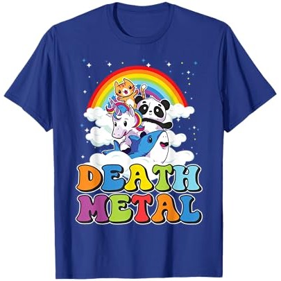 Kaos Retro Death Metal Cat Rainbow Unicorn Funny Heavy Metal |e8VrV0QC|