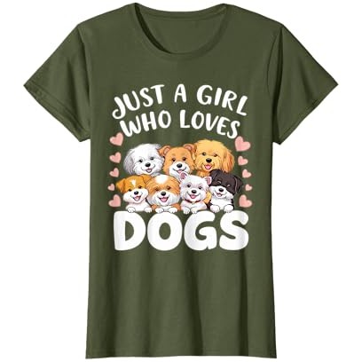 Pecinta Anjing Kaus Just a Girl who loves Dogs Dog Girl |6ZwauZH7|