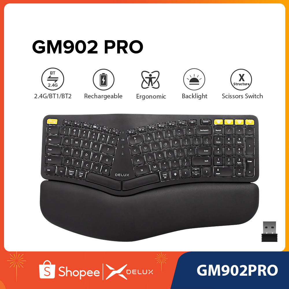 

Delux GM902PRO Keyboard Ergonomis Split Nirkabel Bluetooth dengan Sakelar Gunting Lampu Latar dan Sandaran Tangan untuk Windows MACOS |4F68C7BD|