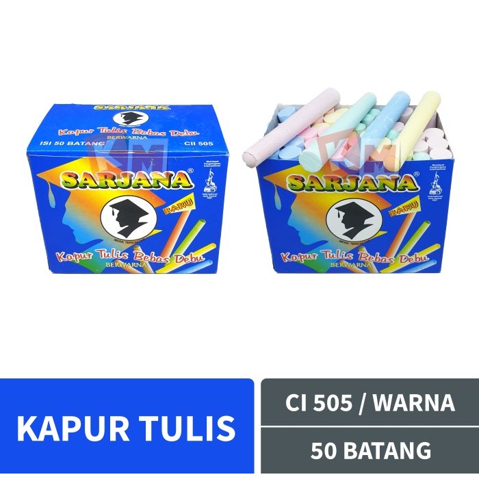 

NEW Chalk / Kapur Tulis Warna Berwarna Sarjana CI 505 Isi 50 Batang