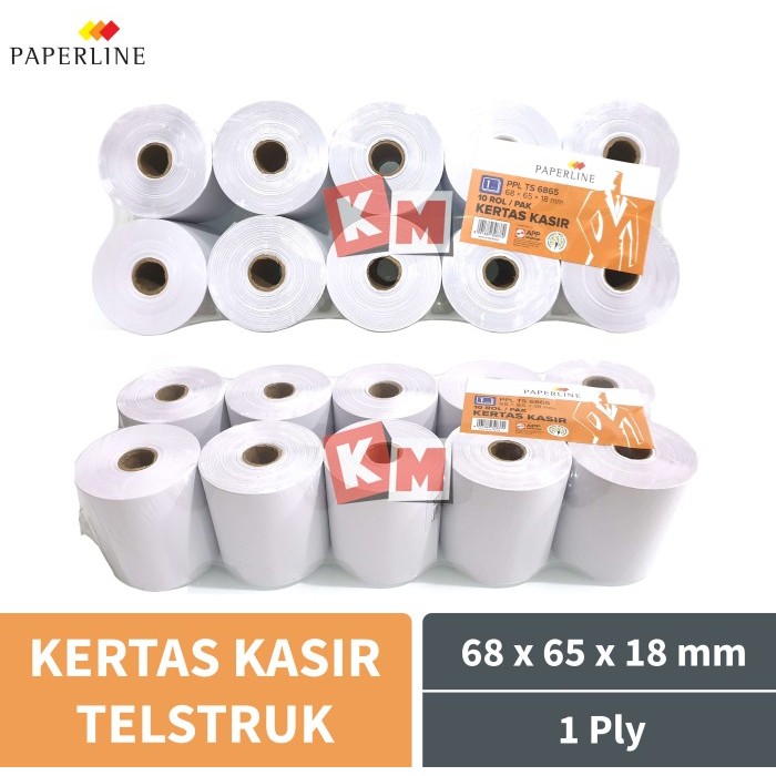 

BEBAS ONGKIR - Kertas Struk Kasir Telstruk Paperline 68 x 65 mm 1 Ply HVS Roll 68x65