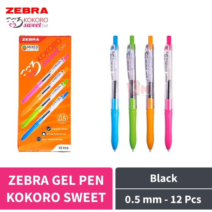 

HARGA DISC - Gel Pen Pulpen Ballpoint Pena Zebra Kokoro Sweet Hitam 0.5 mm 12 Pcs