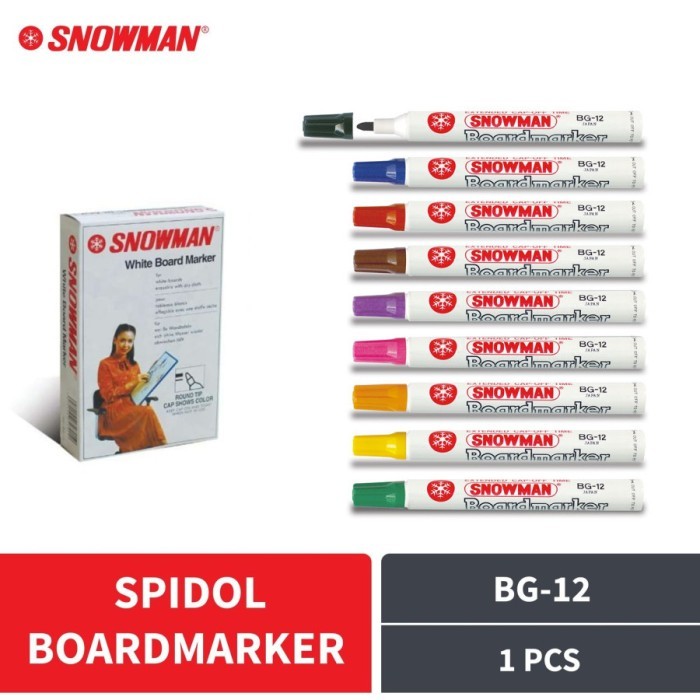 

TERBARU - Spidol Whiteboard Marker Snowman BG-12 BG12 White Board Boardmarker