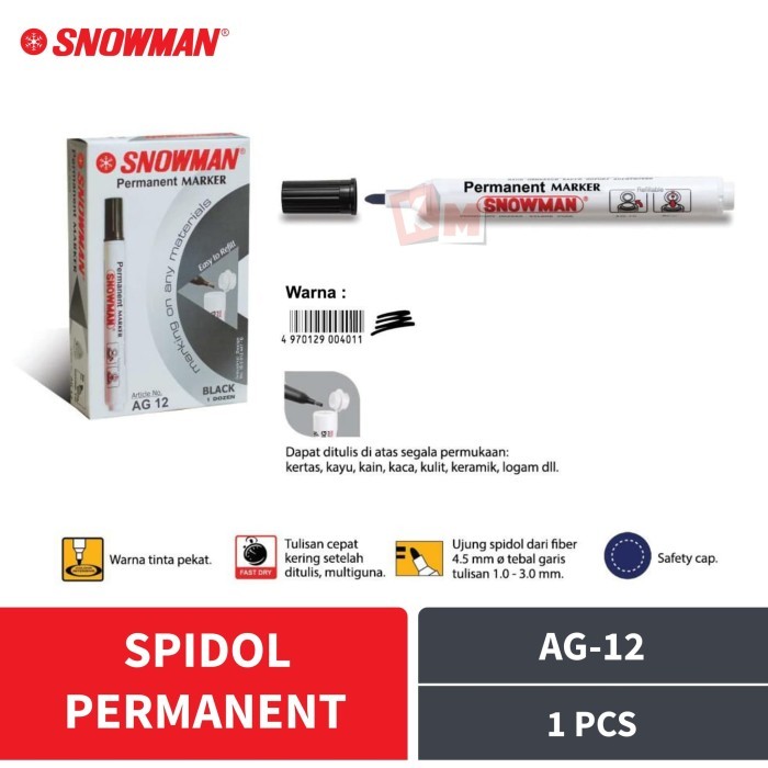 

Spidol Permanent Marker Snowman AG-12 AG12 Permanen