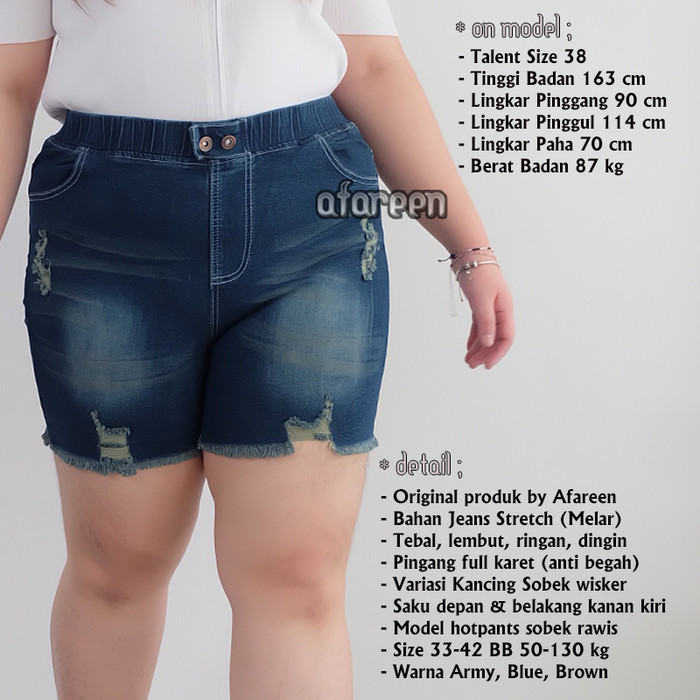 Hotpants Jeans Wanita Ripped Rawis Celana Jeans Dek Wanita Jumbo