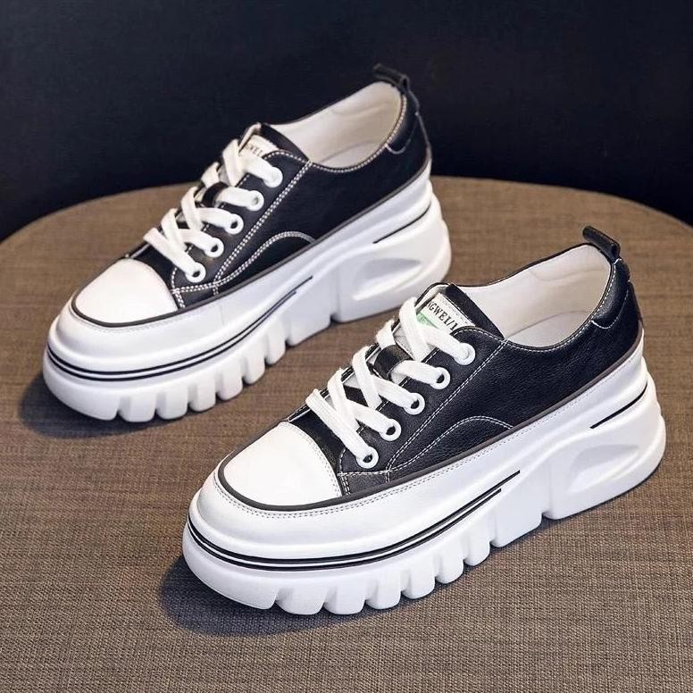 ZEIN  SEPATU SEKOLAH HITAM SNEAKERS WANITA PLATFORM KOREAN