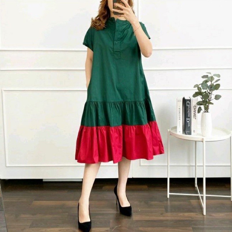 Dres Kegereja Brukat 4Ukuran Midi Tile Cewek 224 Gaun Gereja Pakian Natall Bukat Drwes Dris Kondanga