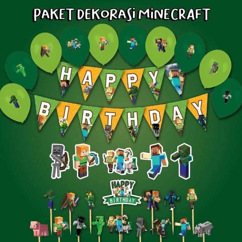 

ORIGINAL TOPPER CAKE MINECRAFT ISI 16 PCS HIASAN KUE TUSUKAN KUE TART ULTAH HAPPY BIRTHDAY HBD DEKOR ULANG TAHUN GAME CAKE TOPPER KERTAS HIASAN in-129