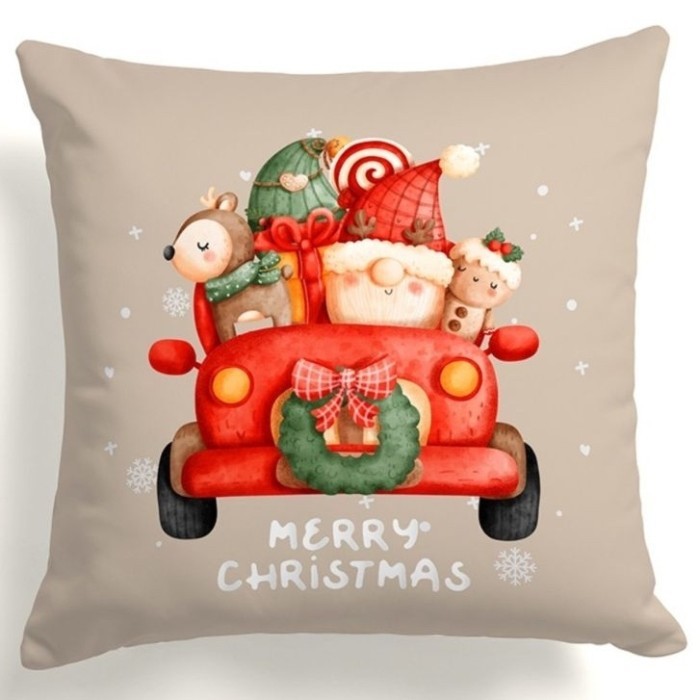 SARUNG BANTAL SOFA PRINT MOTIF NATAL CHRISTMAS XMAS 50 X 50 CM