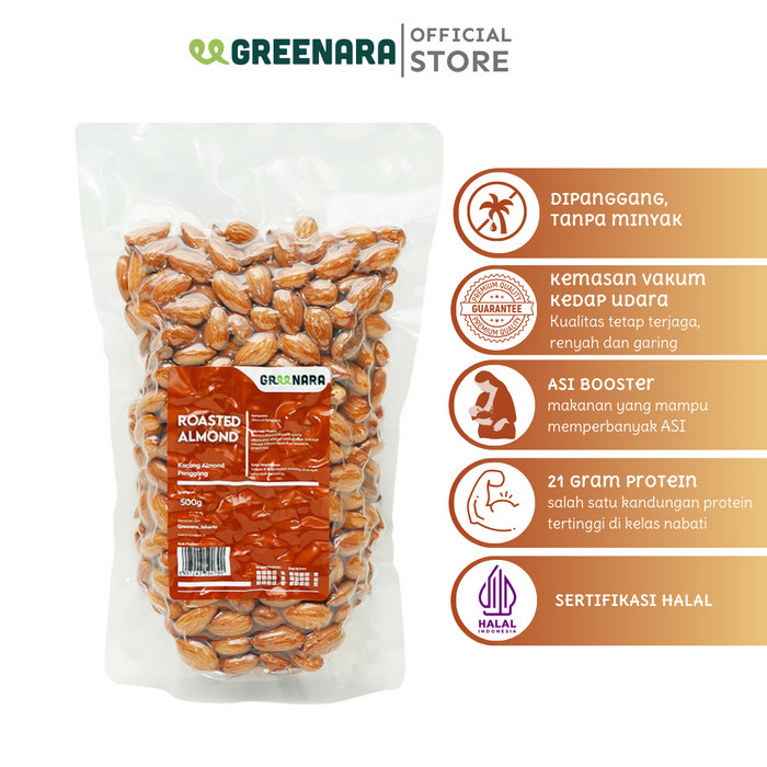 

TERUJI Greenara Roasted Almond 500gr / Kacang Almond Panggang