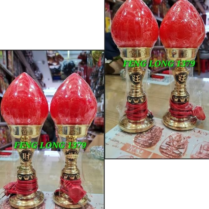 Lampu Altar Puja Sembahyang Buah Peach Kuningan Taiwan 25cm [terbaik]
