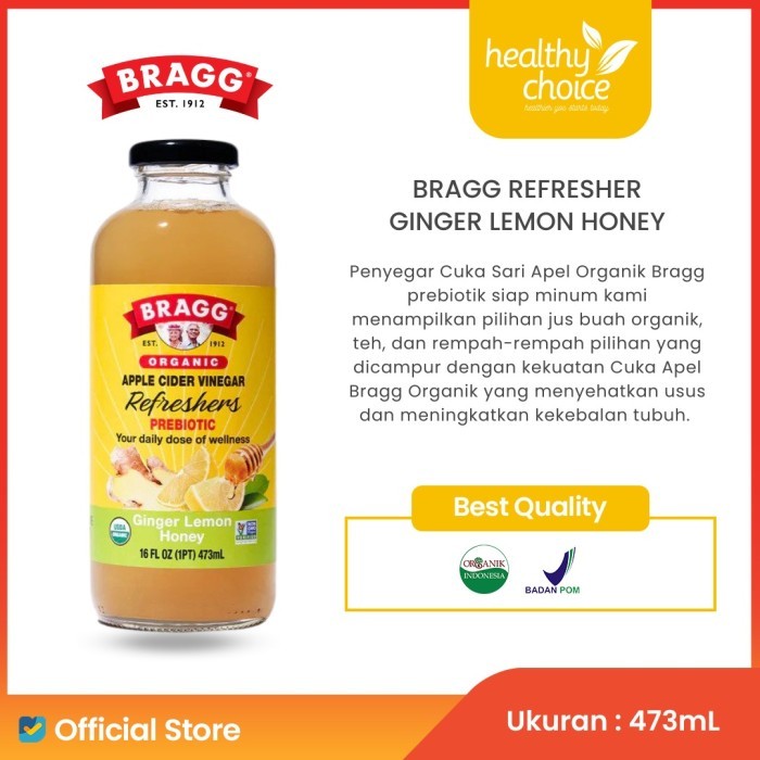 

Bragg Organic Apple Cider Vinegar Refreshers Ginger Lemon Honey 473Ml