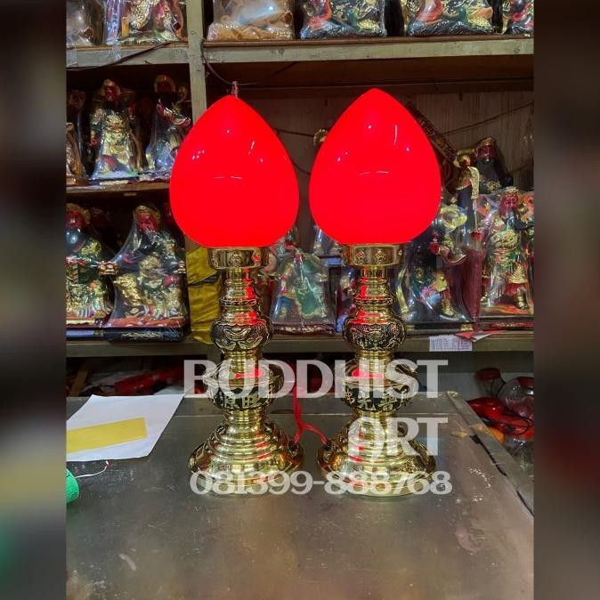 Lampu altar sembahyang merah lampu sembahyang kuningan taiwan 19 inch [terbaik]