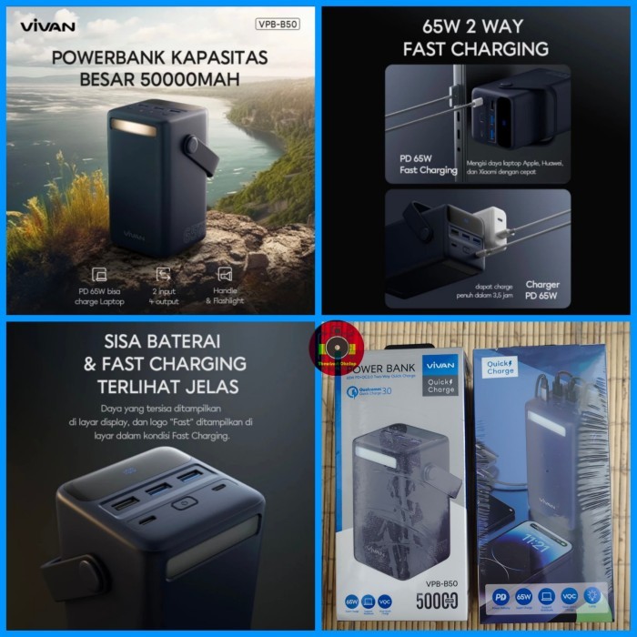 HARGA DISC - Power Bank Vivan VPB-B50 50000Mah Powerbank Fastcharging PD 65W 50000
