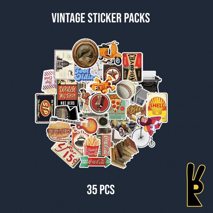 

Sale Vintage Sticker Pack 35Pcs | Stiker Laptop Helm Instrumen Koper