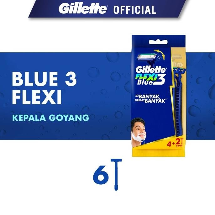 GILLETTE ALAT CUKUR BLUE 3 FLEXI RAZOR PISAU CUKUR ISI 4 GRATIS 2 MESIN CUKUR RAMBUT KUMIS JENGGOT B