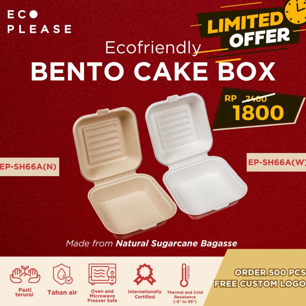 Bagasse Box Bento Cake Burger Box Korean Lunch Box 50 pcs