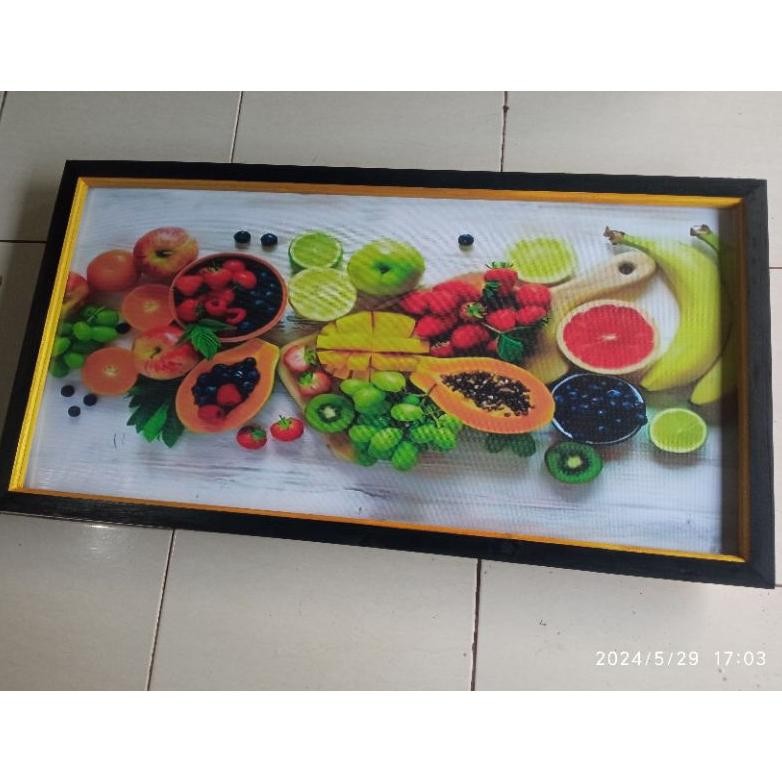 rt-4 hiasan dinding lukisan cetak gambar buah segar plus bingkai ukuran 100x50cm Sale
