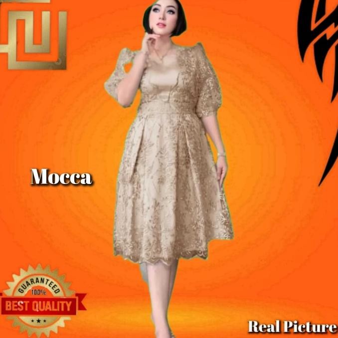Baju Gaun Pesta Wanita Misona Midi Dress Korea Style Natal Hijau Botol ES77