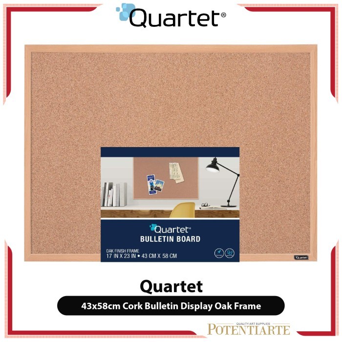 

BEBAS ONGKIR - Papan Tulis Tempel Quartet 43x58cm Cork Bulletin Display Oak Frame