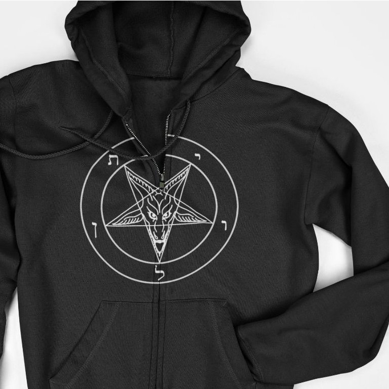 Hoodie Jaket Zipper - Baphomet Inverted Pentagram