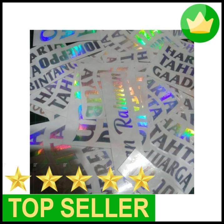

DISKON PROMO STICKER HARTA TAHTA NAMA CUSTOM HOLOGRAM CUSTOM - 12X2CM ELEGAN !!!!!