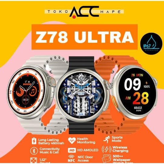 SMARTWATCH Z78 ULTRA AMOLED & NFC Support  Android & iOS [terbaik]