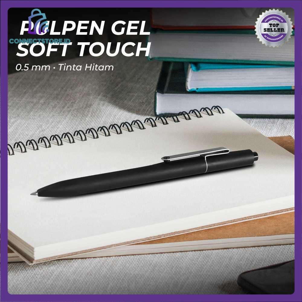 

Pena Pulpen Gel 0.5Mm Soft Touch Metal Clip Tinta Hitam Kcm4 Black
