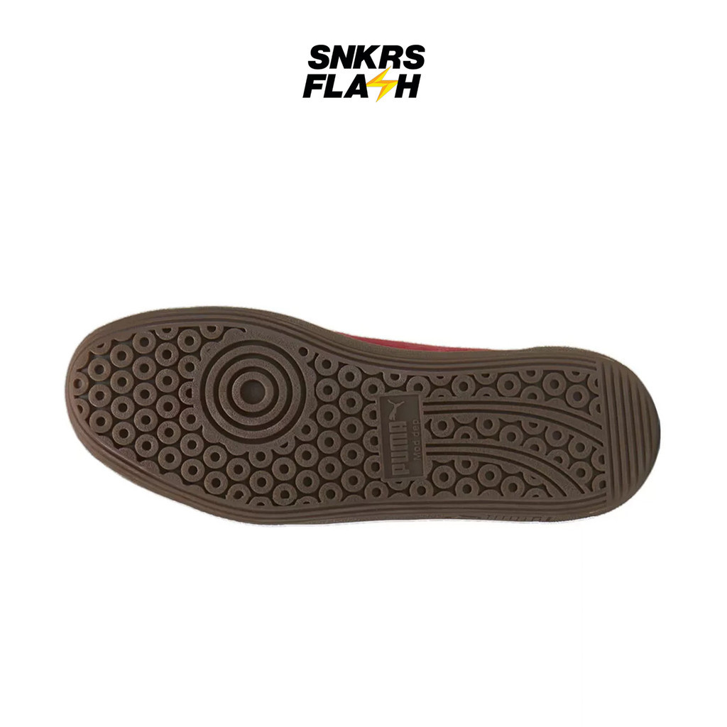 PUMA Palermo Lth White Vapor Gray Club Red Sepatu Sneakers Pria - 39646405