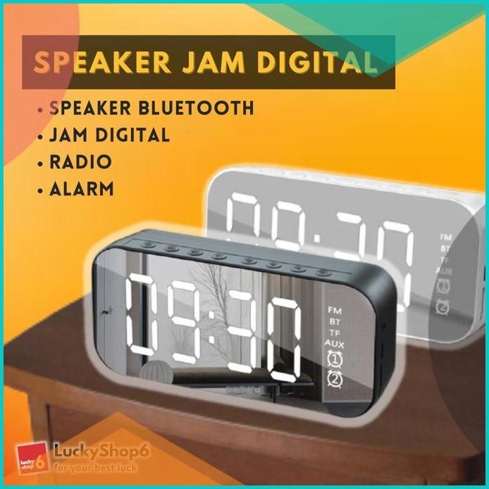 Jam Speaker Bluetooth Digital Mini Alarm Murah LED Display Clock Smart