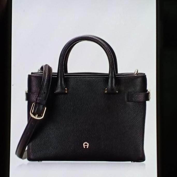Aigner Roma Small Double Zip Satchel Black