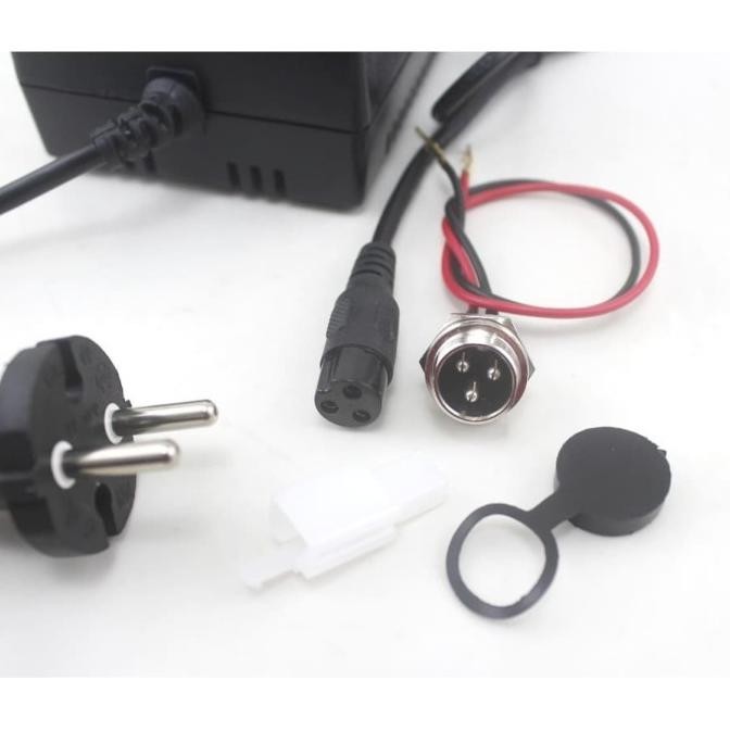 charger aki kering 24V LT01 dan kabel konektor untuk sepeda listrik