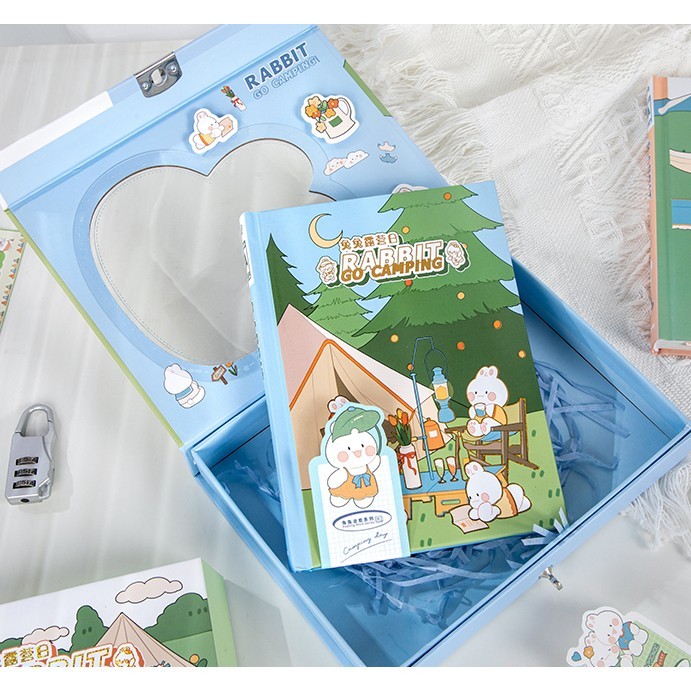 

Buku Diary Gembok Rabbit Go Camping Notebook Lo + Box Jurnal - 7024