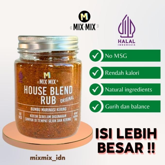 

Mixmix House Blend Rub Bumbu Marinasi Serba Guna Rendah Lemak Spices Cajun Seasoning BBQ Grill 110 GRAM KGS